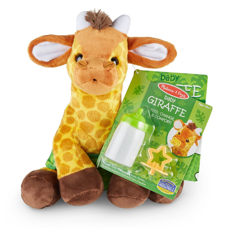 the Melissa & Doug 11-Inch Baby Giraffe Plush Stuffed Animal with Pacifier, Diaper, Baby Bottle