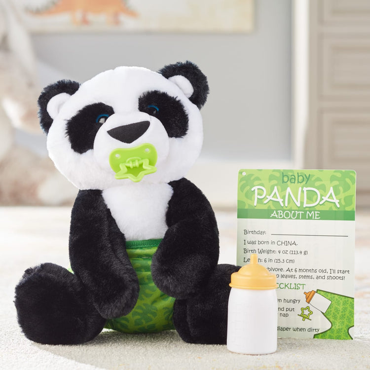 the Melissa & Doug 11-Inch Baby Panda Plush Stuffed Animal with Pacifier, Diaper, Baby Bottle