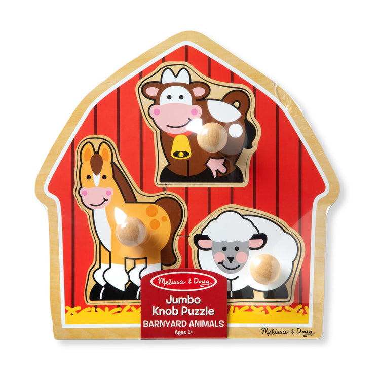 the Melissa & Doug Barnyard Animals Jumbo Knob Wooden Puzzle - Horse, Cow, and Sheep