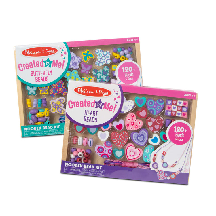 the Melissa & Doug Sweet Hearts and Butterfly Friends Bead Set of 2 - 250+ Wooden Beads