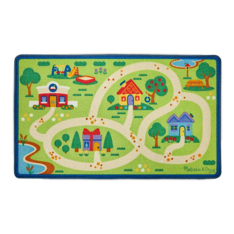 the Melissa & Doug Blue's Clues & You! Blue's Neighborhood Activity Rug (44 Inches x 26 Inches Rug, 9 Wooden Play Pieces)