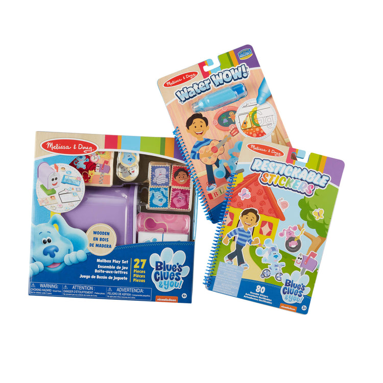 The front of the box for the Melissa & Doug Blue's Clues & You! Restickable Stickers Pad - Places Blue Loves