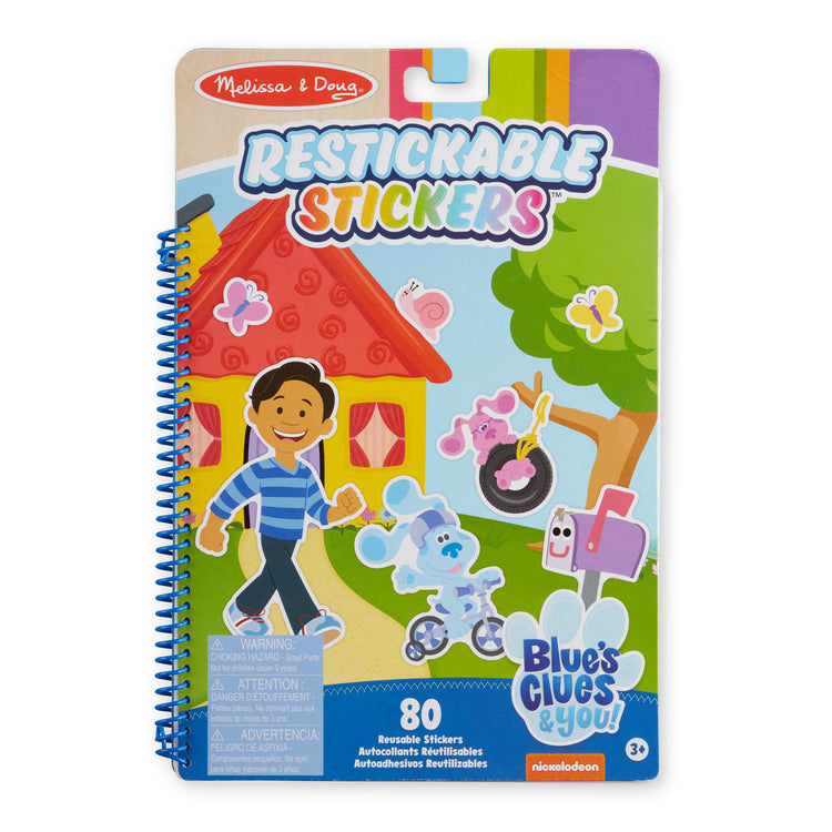 The front of the box for the Melissa & Doug Blue's Clues & You! Restickable Stickers Pad - Places Blue Loves
