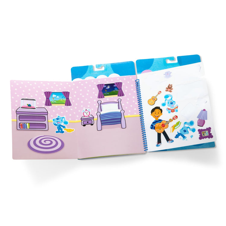 The loose pieces of the Melissa & Doug Blue's Clues & You! Restickable Stickers Pad - Places Blue Loves