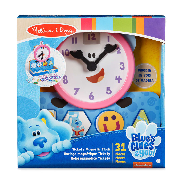 the Melissa & Doug Blue's Clues & You! Wooden Tickety Tock Magnetic Clock (31 Pieces)