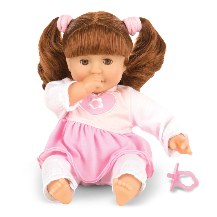 The loose pieces of the Melissa & Doug Mine to Love Brianna 12-Inch Soft Body Baby Doll With Hair and Outfit