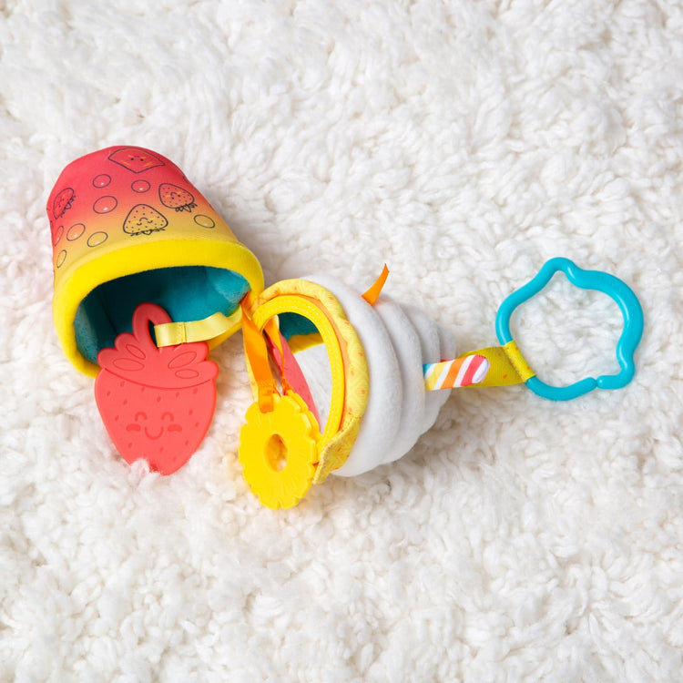 the Melissa & Doug Multi-Sensory Bubble Tea Take-Along Clip-On Infant Toy