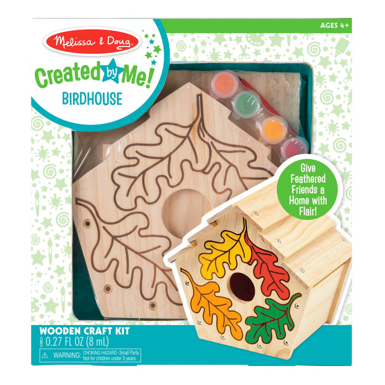 The front of the box for the Melissa & Doug Created by Me! Birdhouse Build-Your-Own Wooden Craft Kit