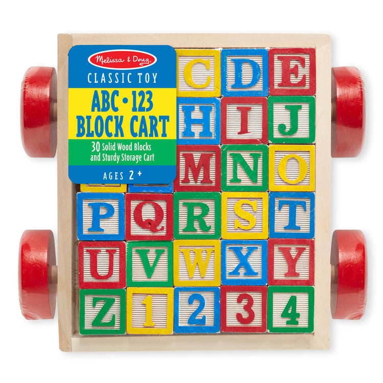 the Melissa & Doug Classic ABC Wooden Block Cart Educational Toy With 30 1-Inch Solid Wood Blocks