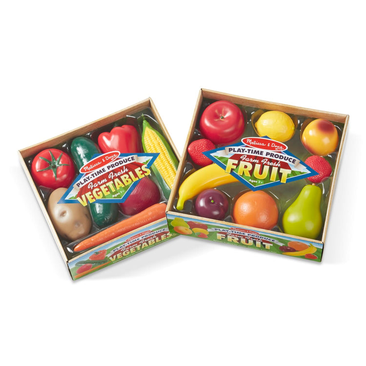 the Melissa & Doug Play-Time Produce Fruit (9 pcs) and Vegetables (7 pcs) Realistic Play Food
