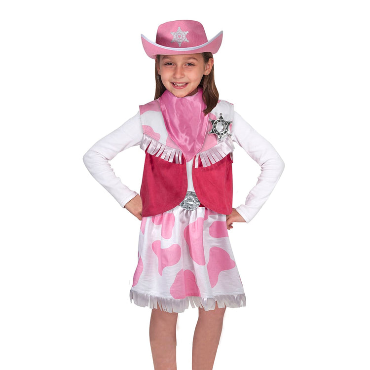 Melissa & Doug Cowgirl Role Play Costume Set (5pcs) - Skirt, Hat, Vest, Badge, Scarf