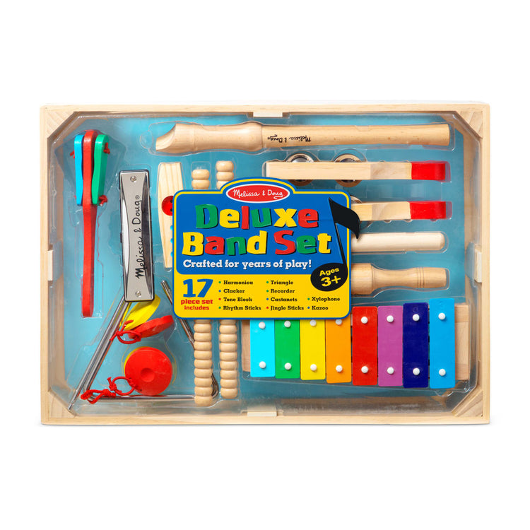 the Melissa & Doug Deluxe Band Set With Wooden Musical Instruments and Storage Case
