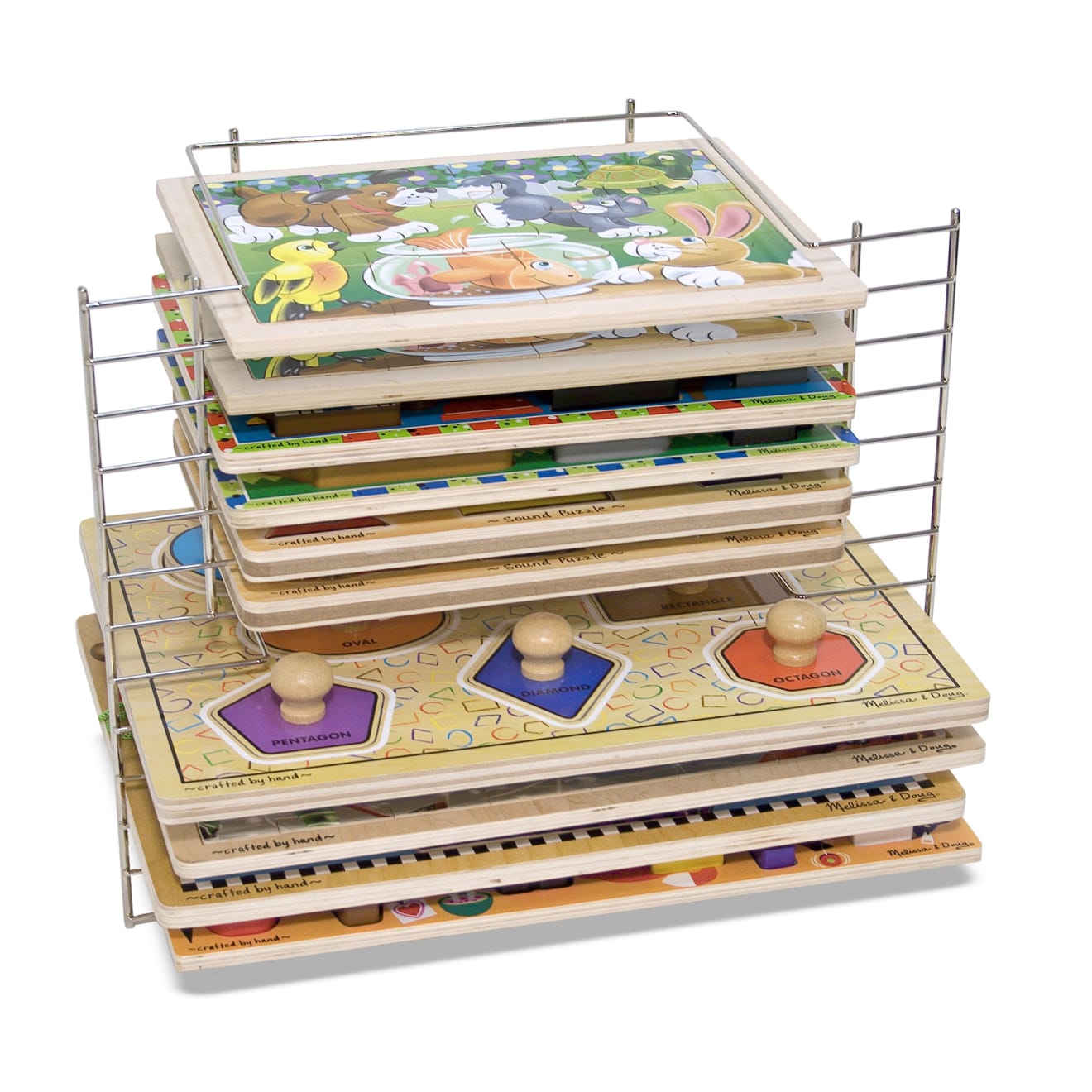Deluxe Wire Puzzle Rack-Melissa & Doug Product, Holds 12 Wooden Puzzles, New