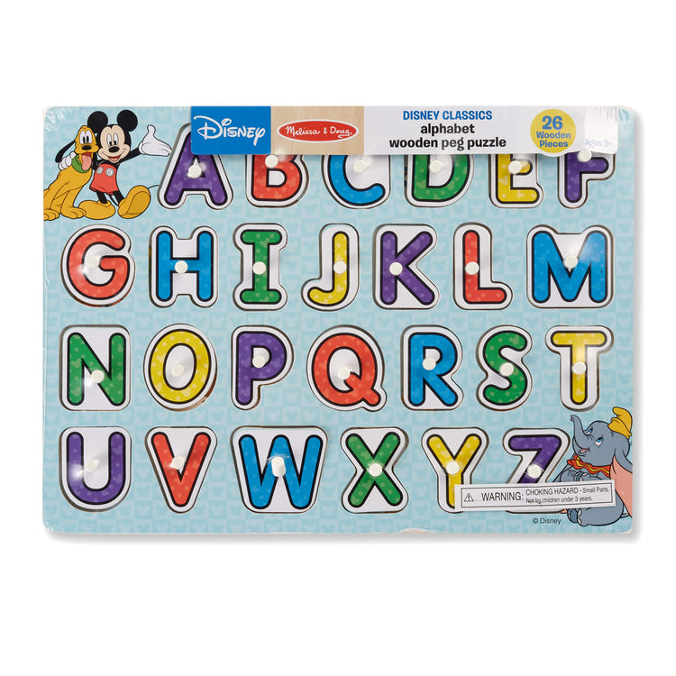 the Melissa & Doug Disney Classics Alphabet Wooden Peg Puzzle (26 pcs)