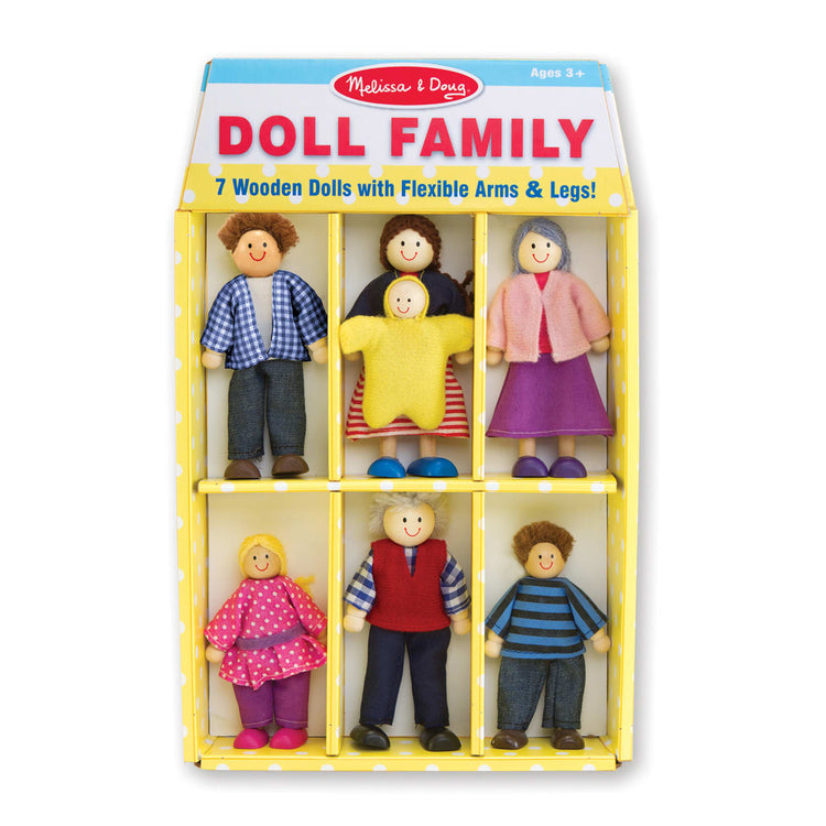the Melissa & Doug 7-Piece Poseable Wooden Doll Family for Dollhouse (2-4 inches each)