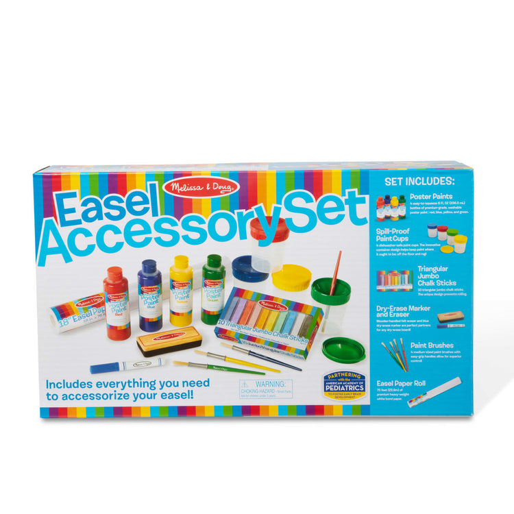 Melissa & Doug Easel Accessory Set - Paint, Cups, Brushes, Chalk, Paper, Dry-Erase Marker