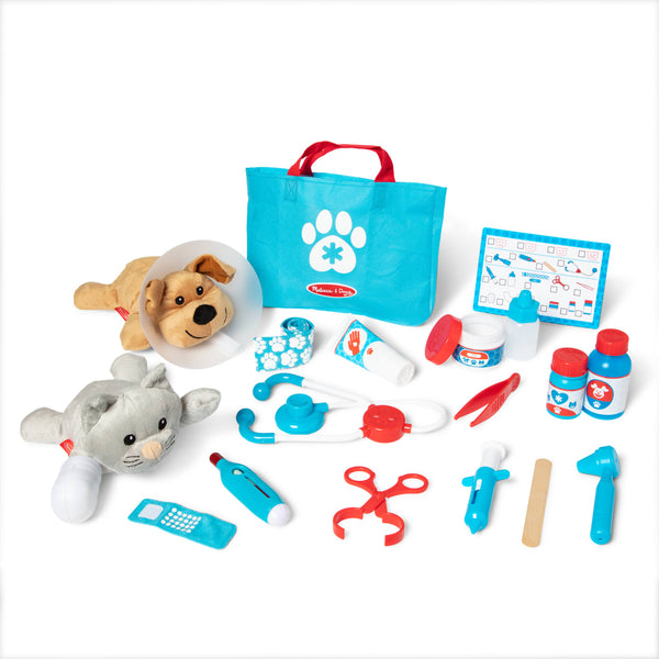 Pet Care Play Set Pretend Play Feeding Dog Backpack Vet Kit