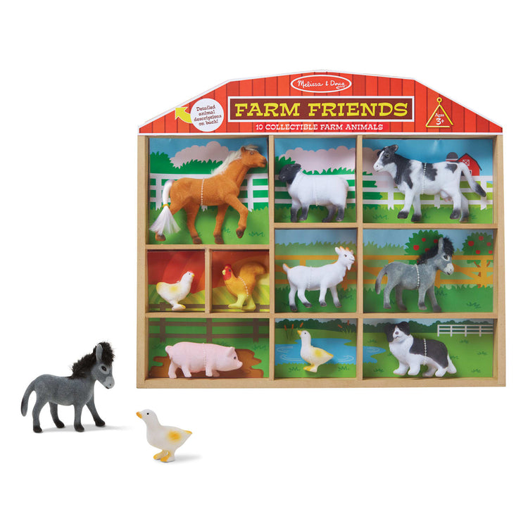 The loose pieces of the Melissa & Doug Farm Friends Collectible Toy Animal Figures (10 pcs)