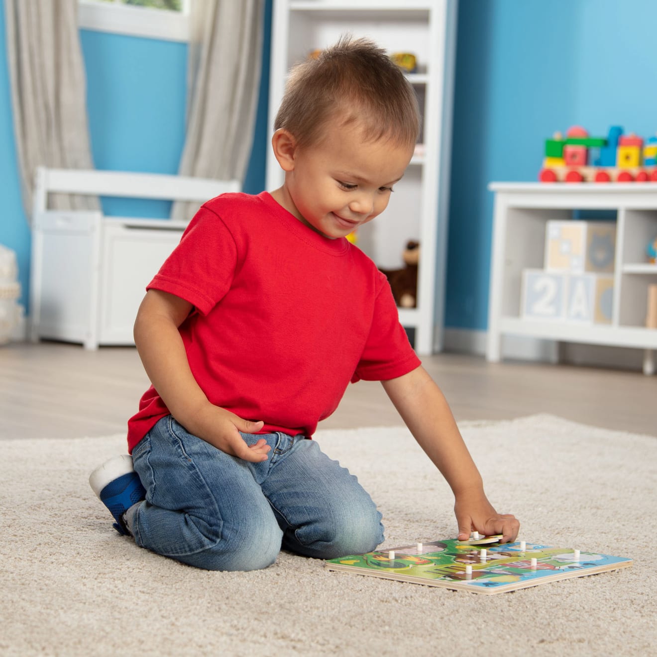 New Classic Toys Puzzle A Pioli In Legno FSC, Fattoria, Gioco Educativo Per Bambini 2+ Anni