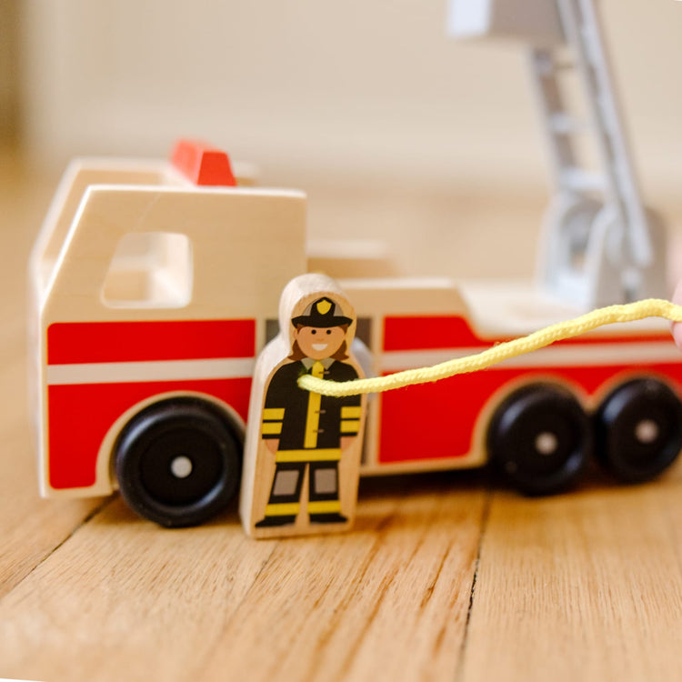 Classic Wooden Fire Truck Play Set