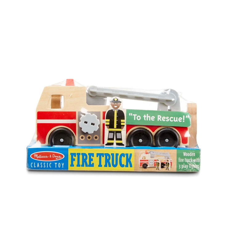 the Melissa & Doug Wooden Fire Truck With 3 Firefighter Play Figures