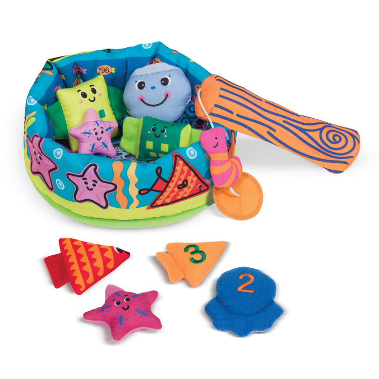 The loose pieces of the Melissa & Doug K's Kids Fish and Count Learning Game With 8 Numbered Fish to Catch and Release