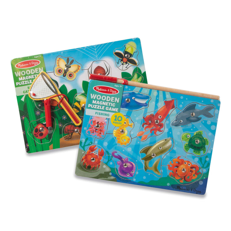 Melissa & Doug Magnetic Wooden Puzzle Game Set: Fishing and Bug Catching