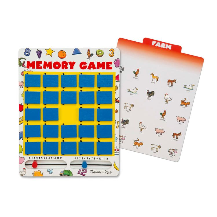 An assembled or decorated the Melissa & Doug Flip to Win Travel Memory Game - Wooden Game Board, 7 Double-Sided Cards