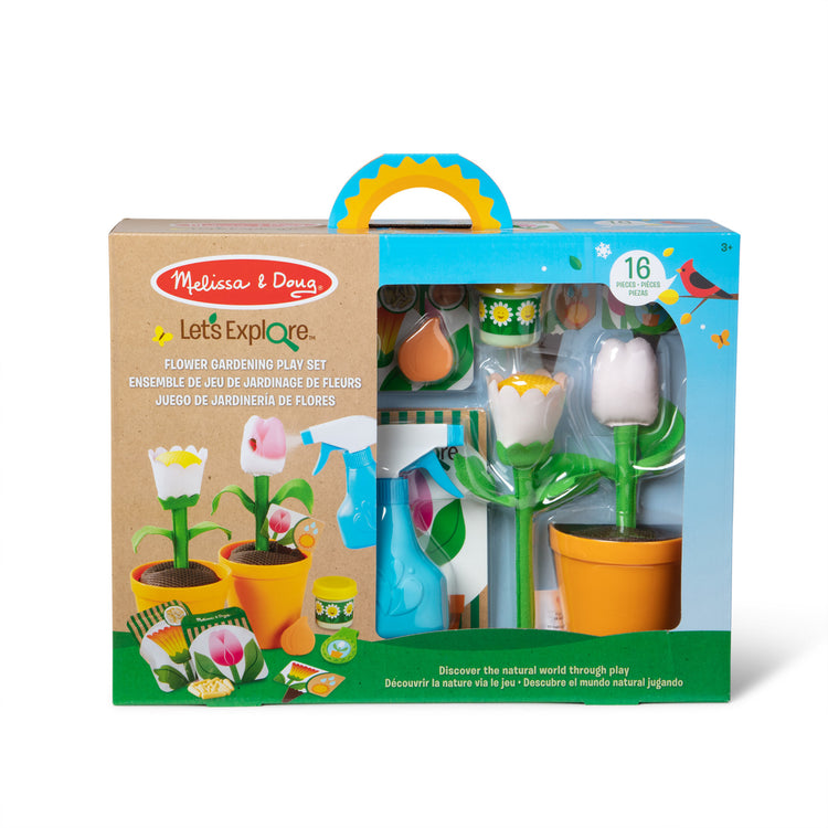 the Melissa & Doug Let’s Explore Flower Gardening Play Set with Color-Changing Flowers (16 Pieces)