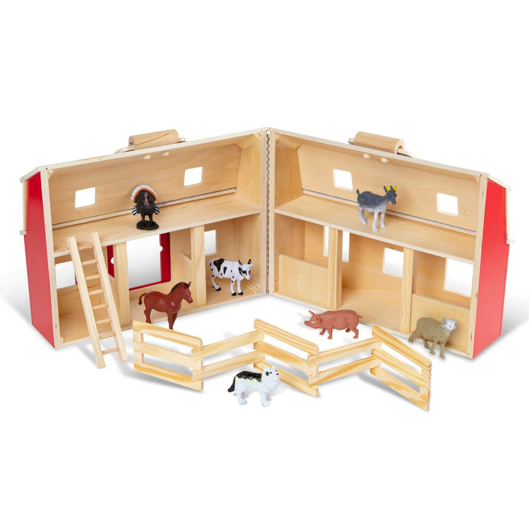  Melissa & Doug Fold and Go Wooden Barn With 7 Animal Play  Figures - Farm Animals Portable Toys For Kids And Toddlers Ages 3+ :  Melissa & Doug: Everything Else