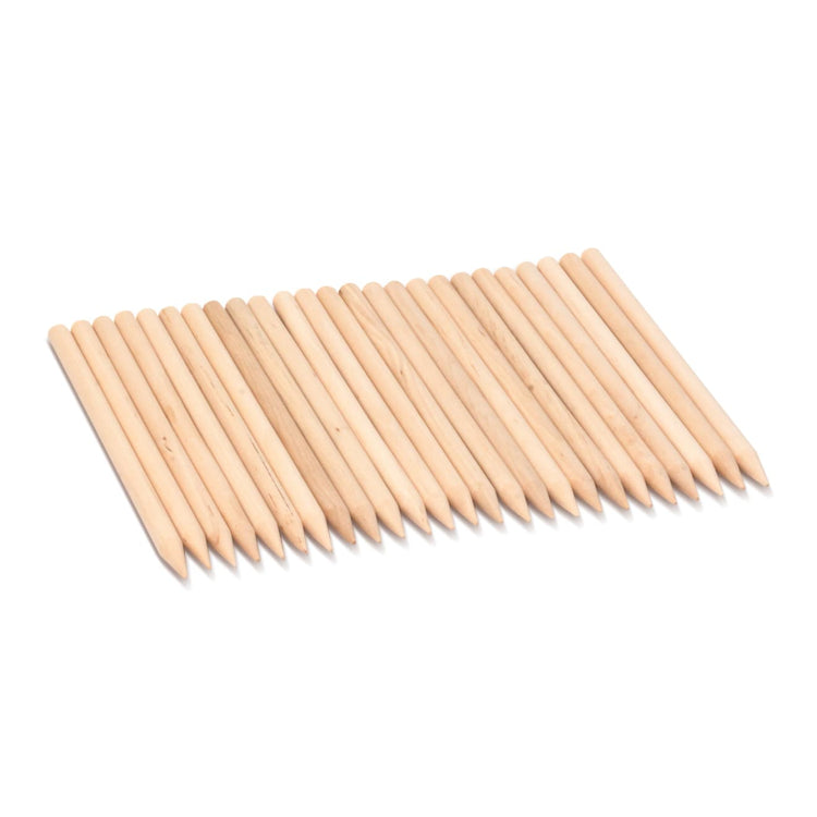 The loose pieces of the Melissa & Doug Heavy Duty Wood Stylus Tools (25 pcs) - Ideal for Scratch Art Surfaces
