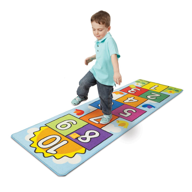the Melissa & Doug Hop and Count Hopscotch Game Rug  (3 pcs, 78.5 x 26.5 inches)