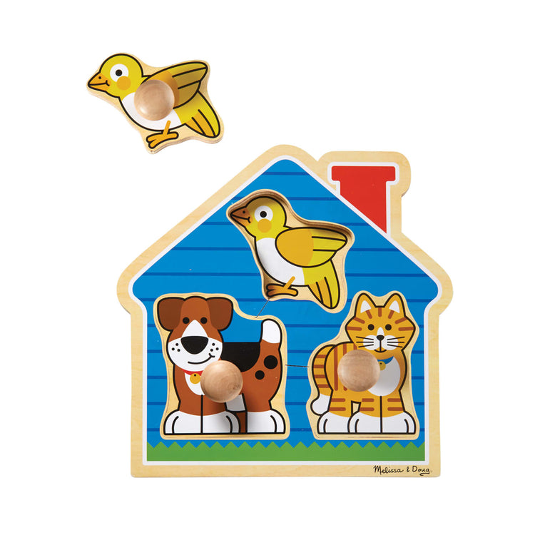 The loose pieces of the Melissa & Doug Pets Jumbo Knob Wooden Puzzle
