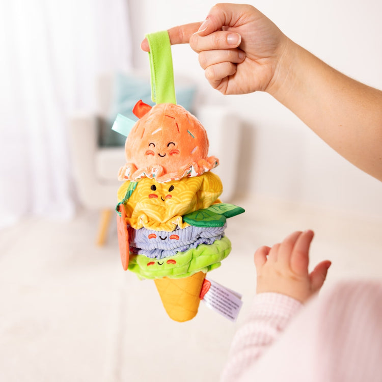 Melissa & Doug Ice Cream Take-Along Clip-On Infant Toy with Sound and Vibration