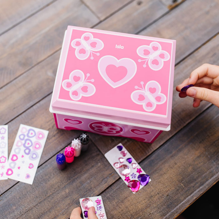 Ambesi Paint Your Own Wooden Jewelry Box, Arts and Crafts for Kids Ages  8-12, 4-6, 7-8 Year Old Girls, Decorate Heart Treasure Box Craft kit, DIY
