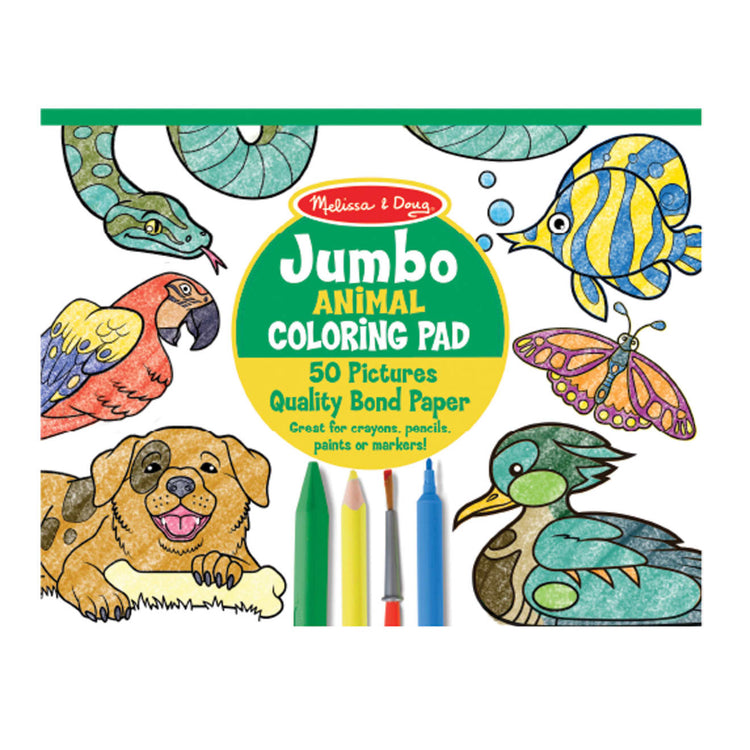 Melissa & Doug Jumbo Coloring Pad (11 x 14 inches) - Animals, 50 Pictures -  Animal Coloring Book, Art Paper For Kids Painting And Drawing