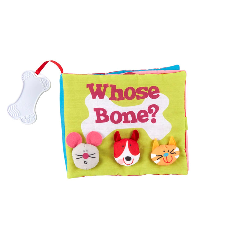 The loose pieces of the Melissa & Doug K’s Kids Whose Bone? 8-Page Soft Activity Book for Babies and Toddlers