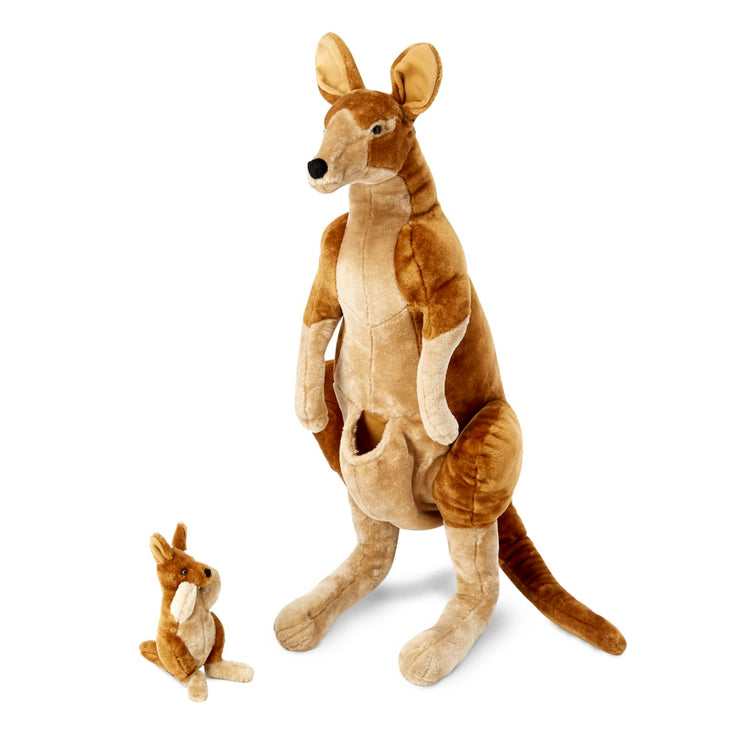 An assembled or decorated the Melissa & Doug Giant Kangaroo and Baby Joey in Pouch - Lifelike Stuffed Animal (nearly 3 feet tall)