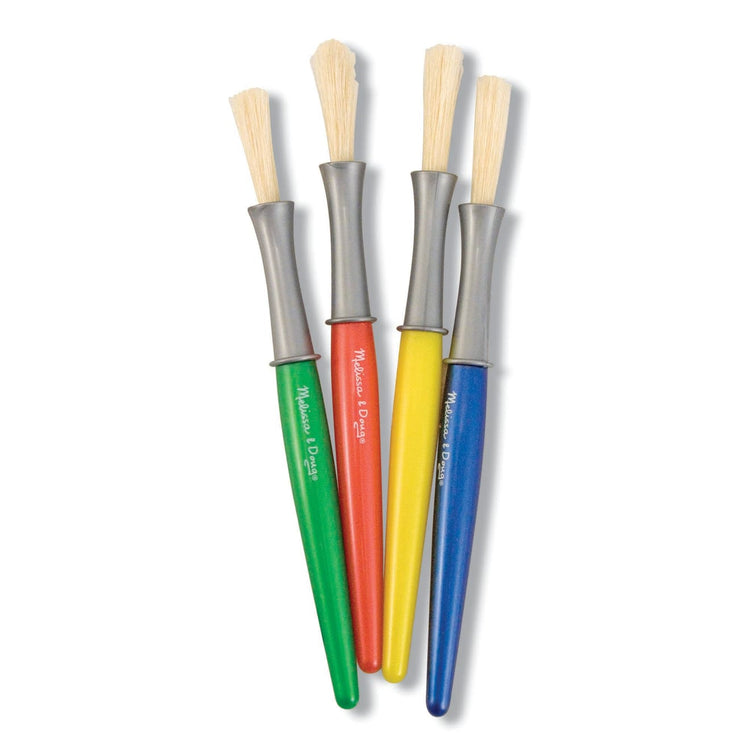 The loose pieces of the Melissa & Doug Large Paint Brush Set With 4 Kids' Paint Brushes