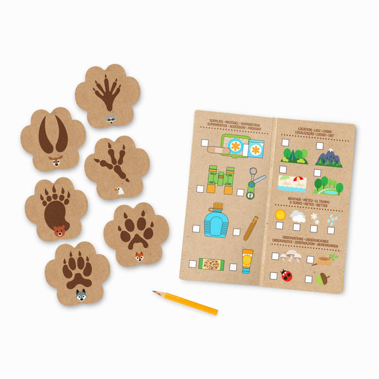 The loose pieces of the Melissa & Doug Let’s Explore Hiking Play Set – 23 Pieces