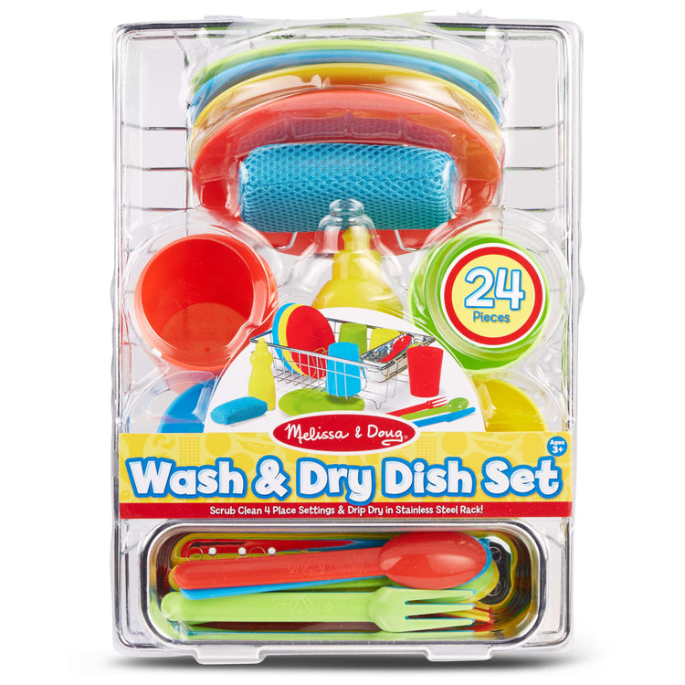 Doug washes dishes with a power scrubber