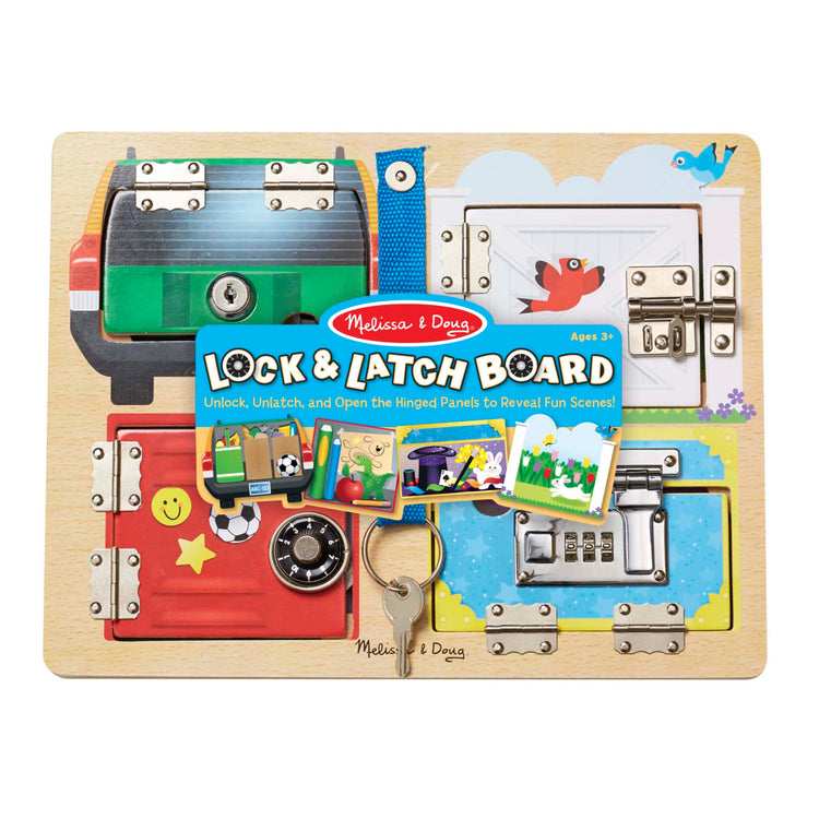 the Melissa & Doug Locks and Latches Board Wooden Educational Toy