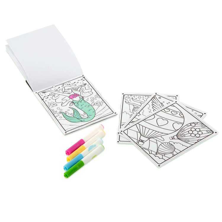 The loose pieces of the Melissa & Doug On the Go Magicolor Coloring Pad - Friends and Fun