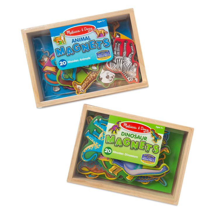 the Melissa & Doug Wooden Magnets Set - Animals and Dinosaurs With 40 Wooden Magnets