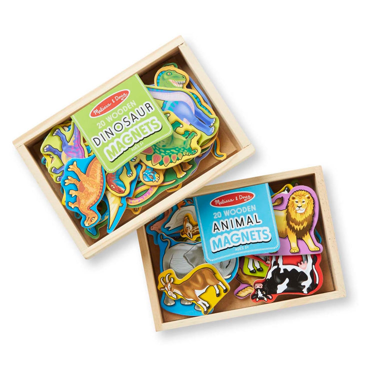 the Melissa & Doug Wooden Magnets Set - Animals and Dinosaurs With 40 Wooden Magnets