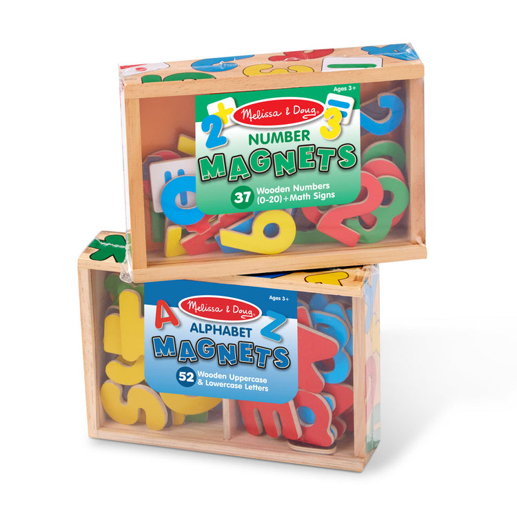 the Melissa & Doug Wooden Magnetic Letters and Numbers 2-Pack (89 Magnets)