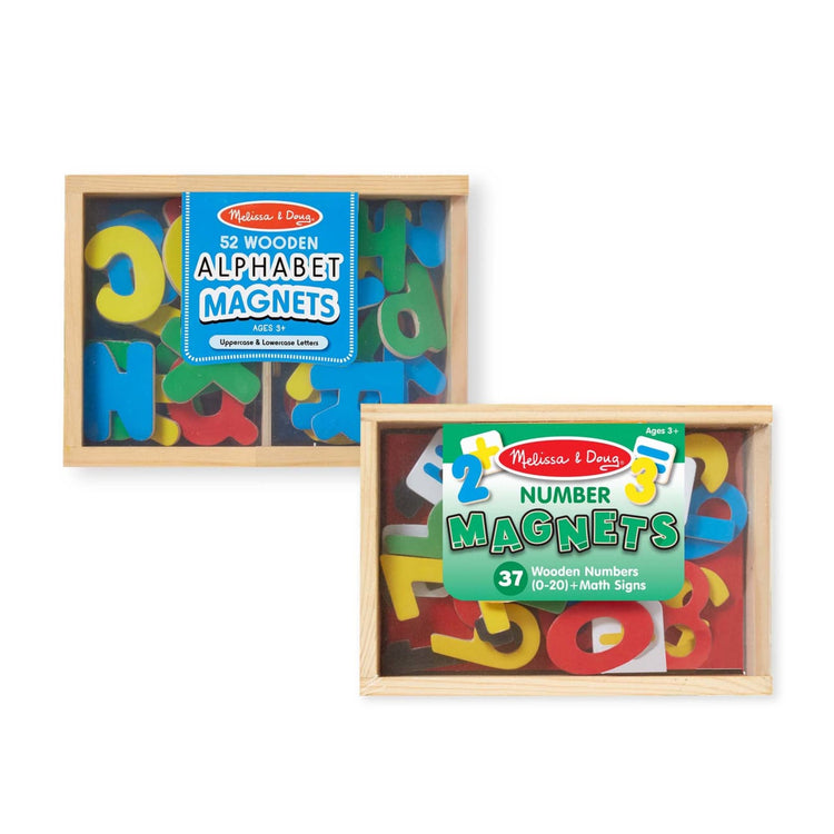the Melissa & Doug Wooden Magnetic Letters and Numbers 2-Pack (89 Magnets)