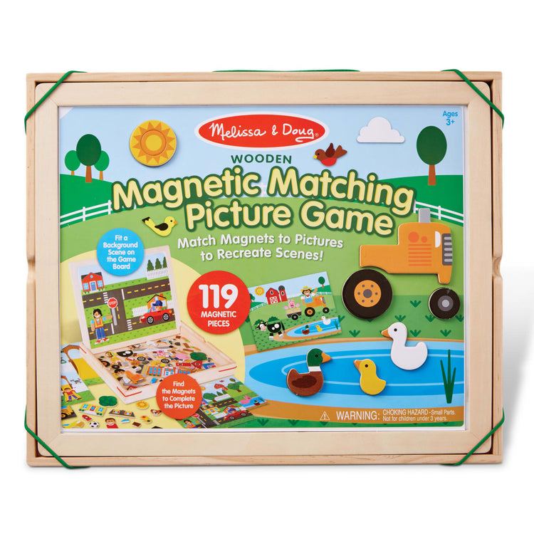 the Melissa & Doug Wooden Magnetic Matching Picture Game With 119 Magnets and Scene Cards