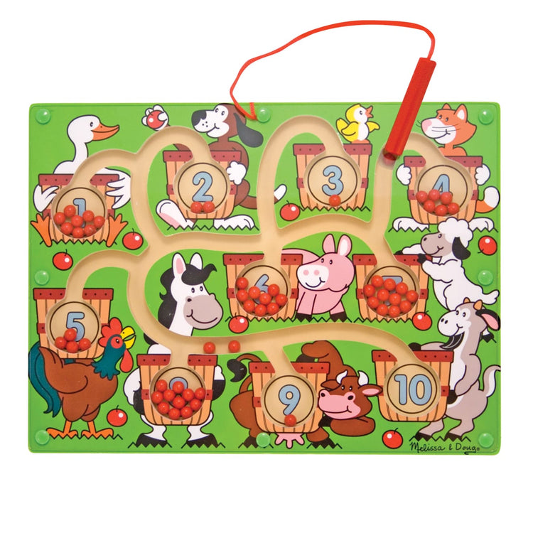 An assembled or decorated the Melissa & Doug Magnetic Wand Number Maze - Wooden Puzzle Activity
