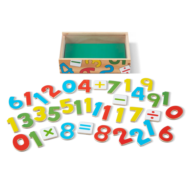 the Melissa & Doug 37 Wooden Number Magnets in a Box